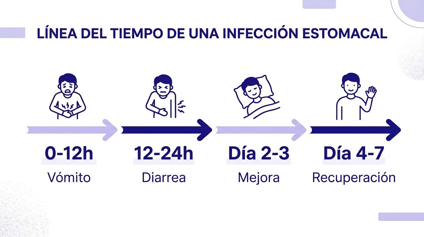 Línea de tiempo de la infección estomacal