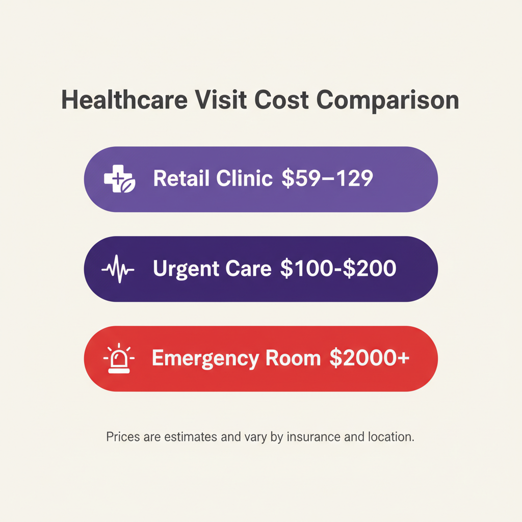 urgent care vs minute clinic cost comparison chart
