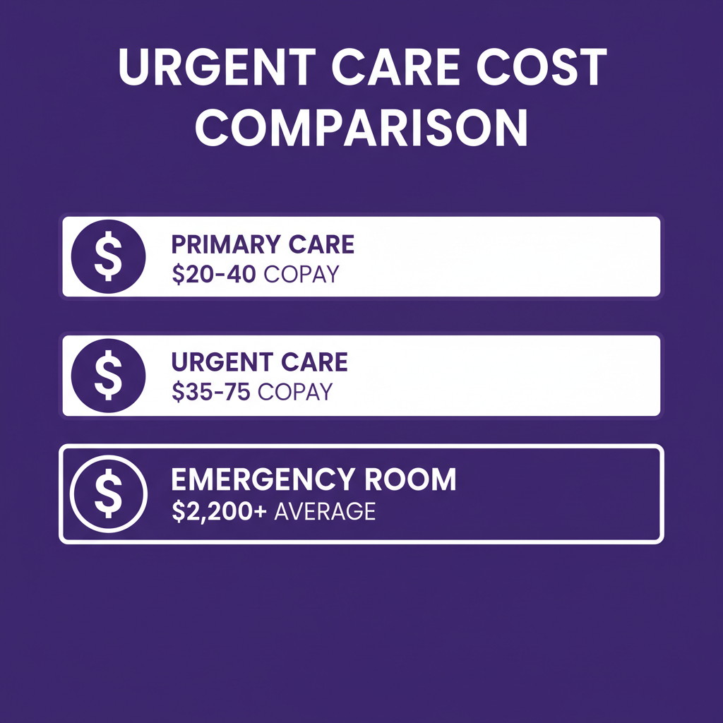Urgent care vs primary care cost comparison showing copay differences