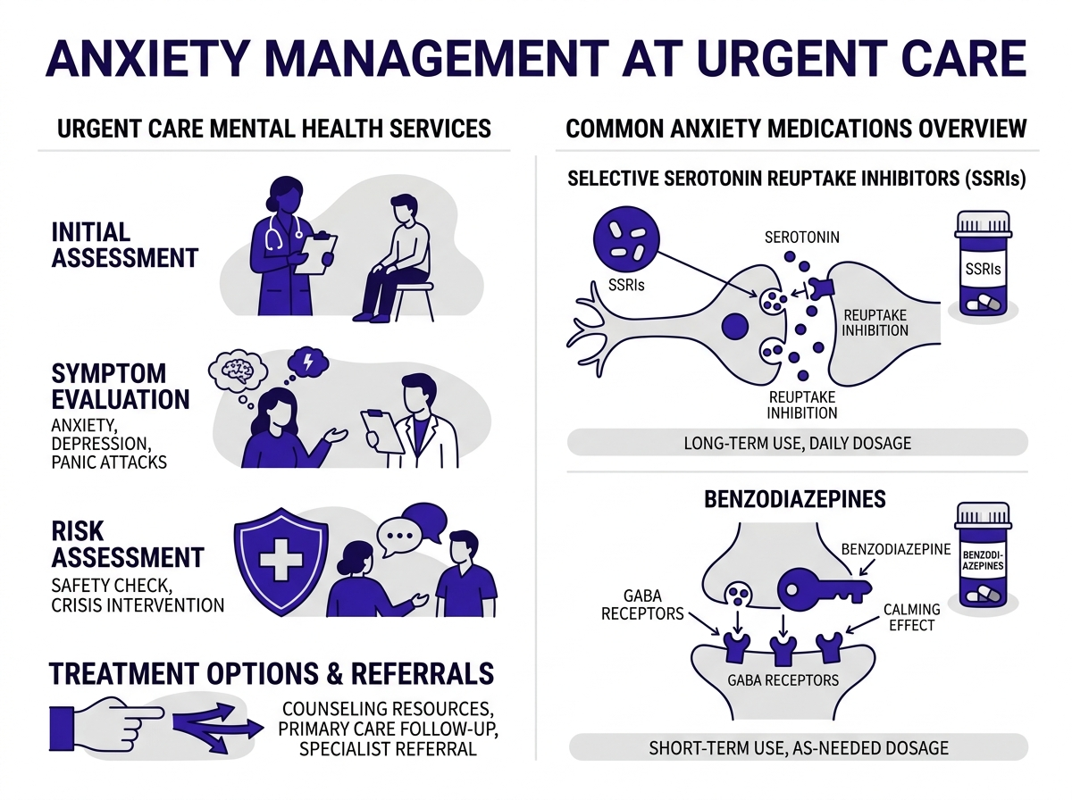 Anxiety medications urgent care can prescribe — SSRIs, beta-blockers, hydroxyzine, benzos case by case