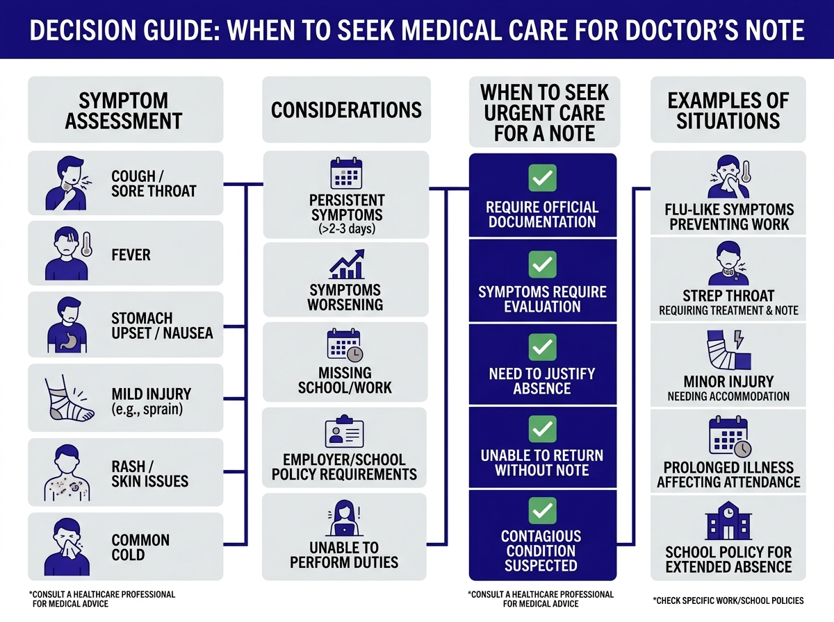 What urgent care can and cannot document on a doctor note