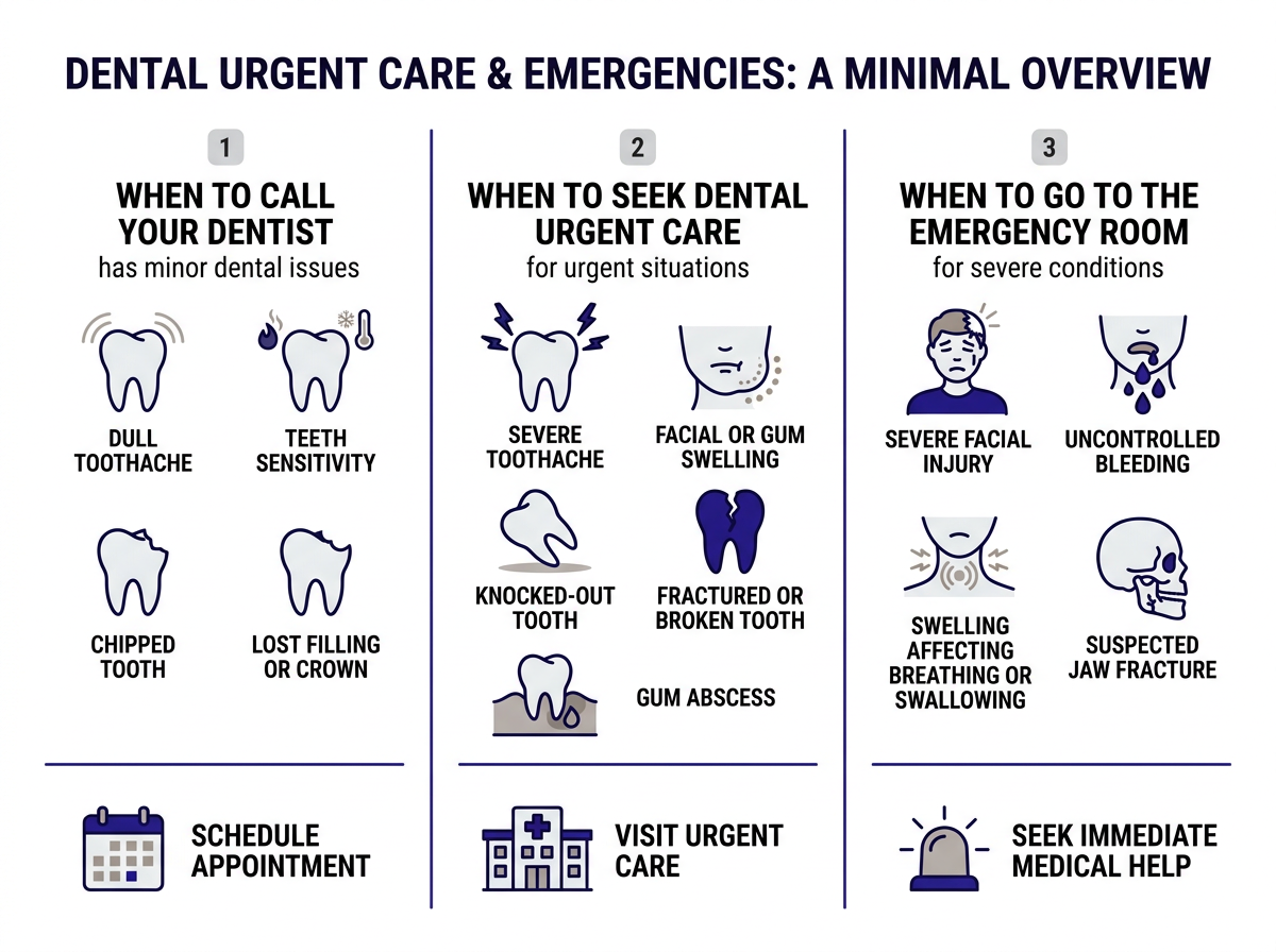 Infographic showing what urgent care for tooth pain can treat