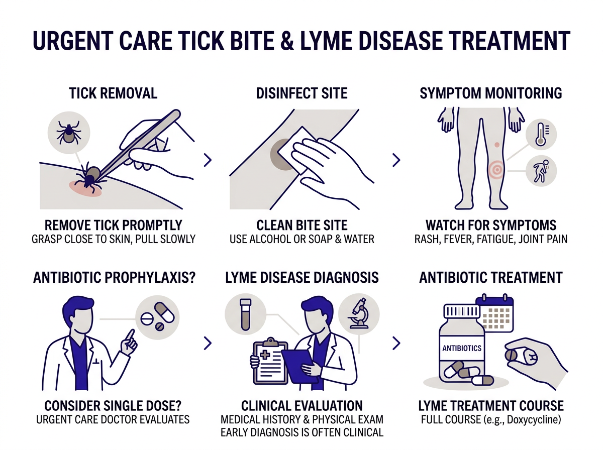Infographic showing what urgent care does for a tick bite