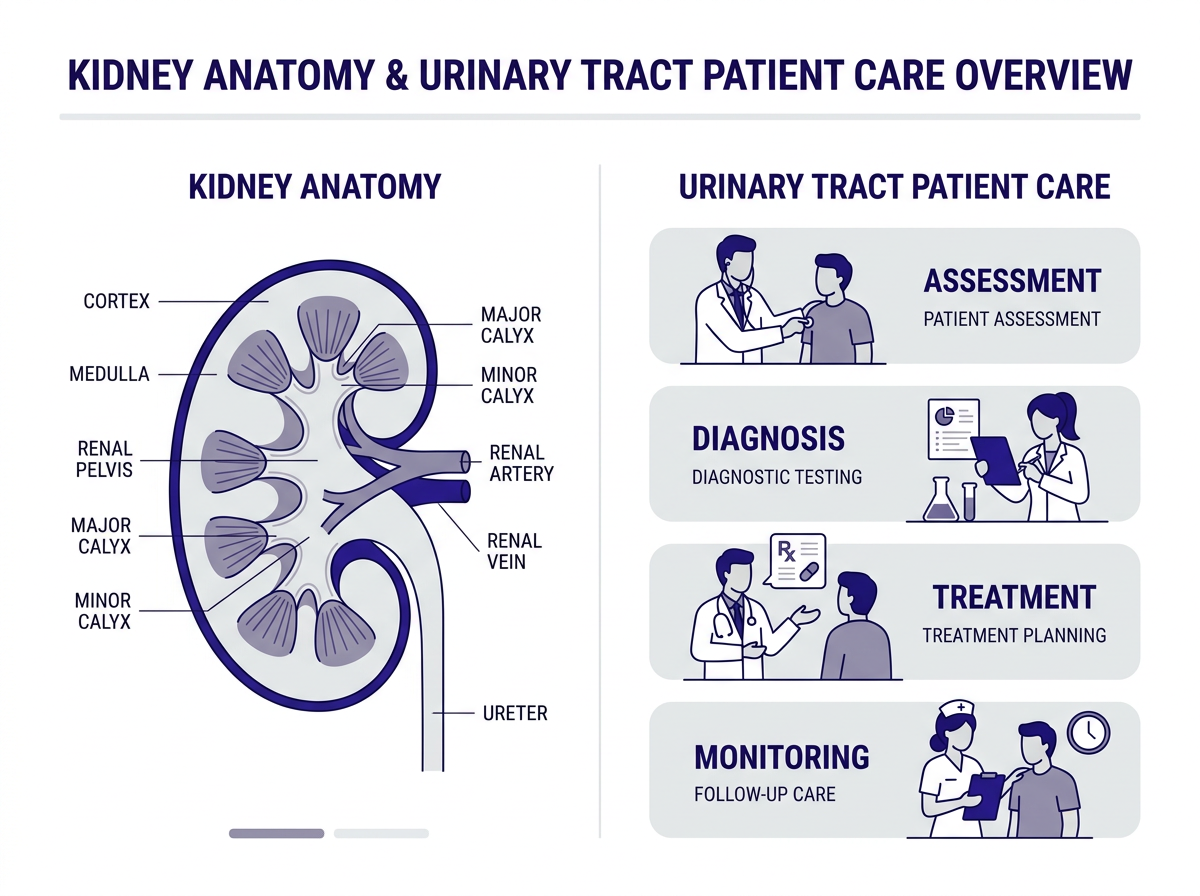 Urgent care for kidney stones — chart showing when to choose urgent care vs ER
