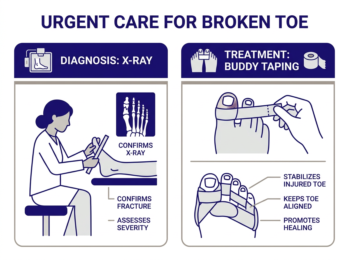 Broken vs sprained toe: urgent care for broken toe confirms with X-ray — symptom comparison guide