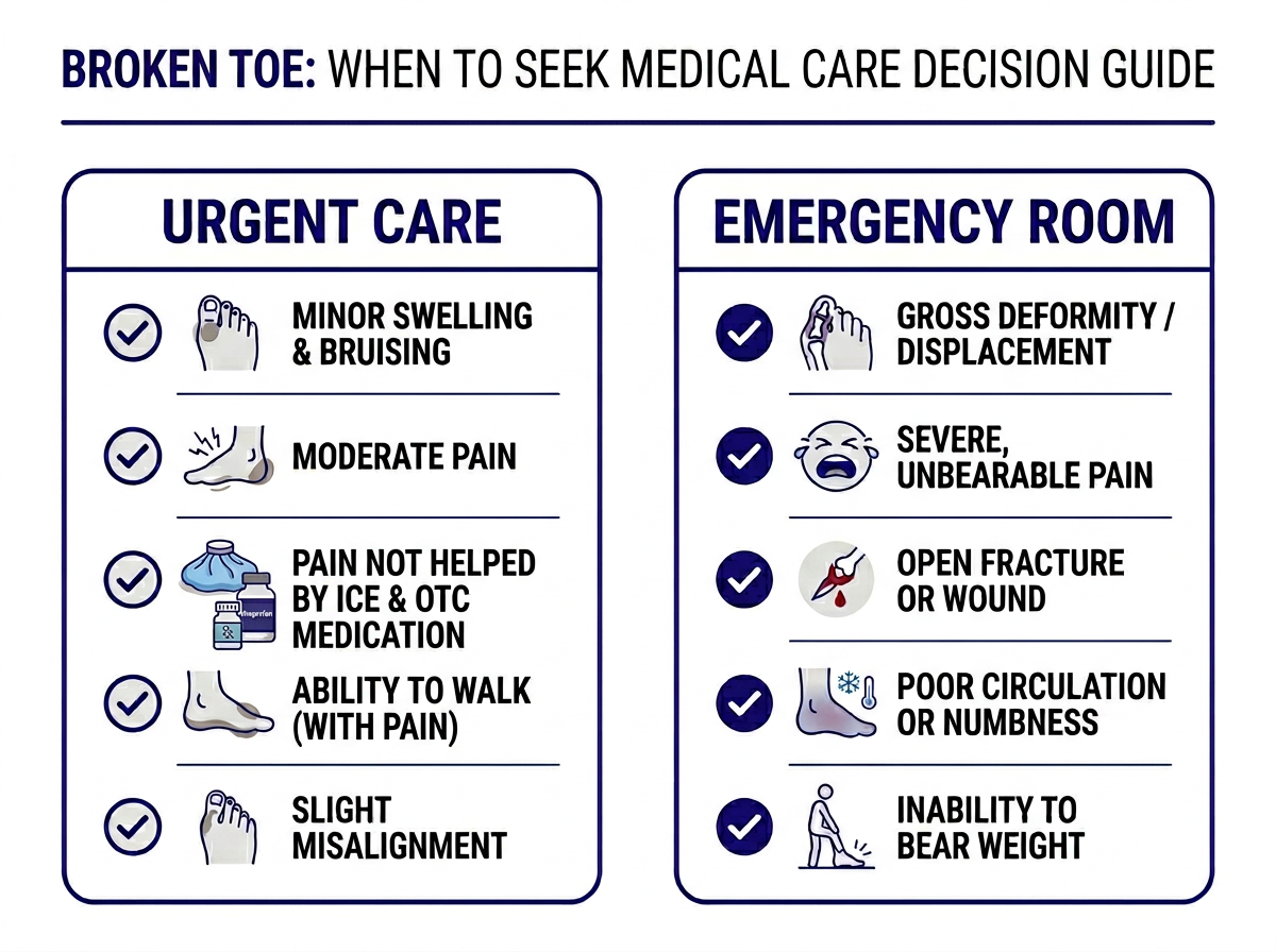 Broken toe healing timeline: week-by-week recovery milestones for urgent care broken toe patients