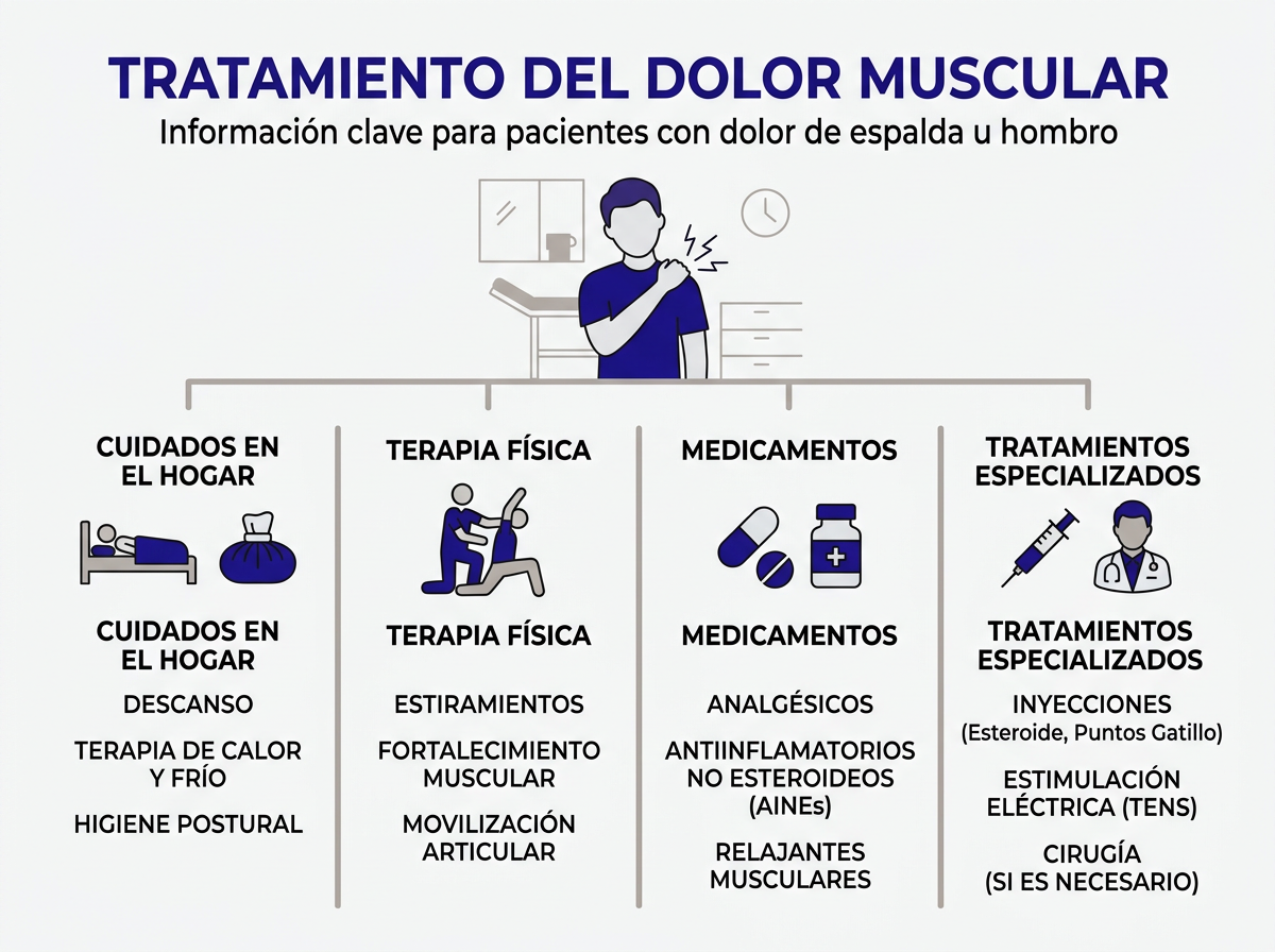Causas comunes del dolor muscular — diagrama de tipos de dolor