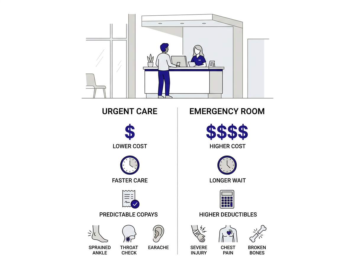 Cost comparison chart: urgent care vs emergency room cost by condition
