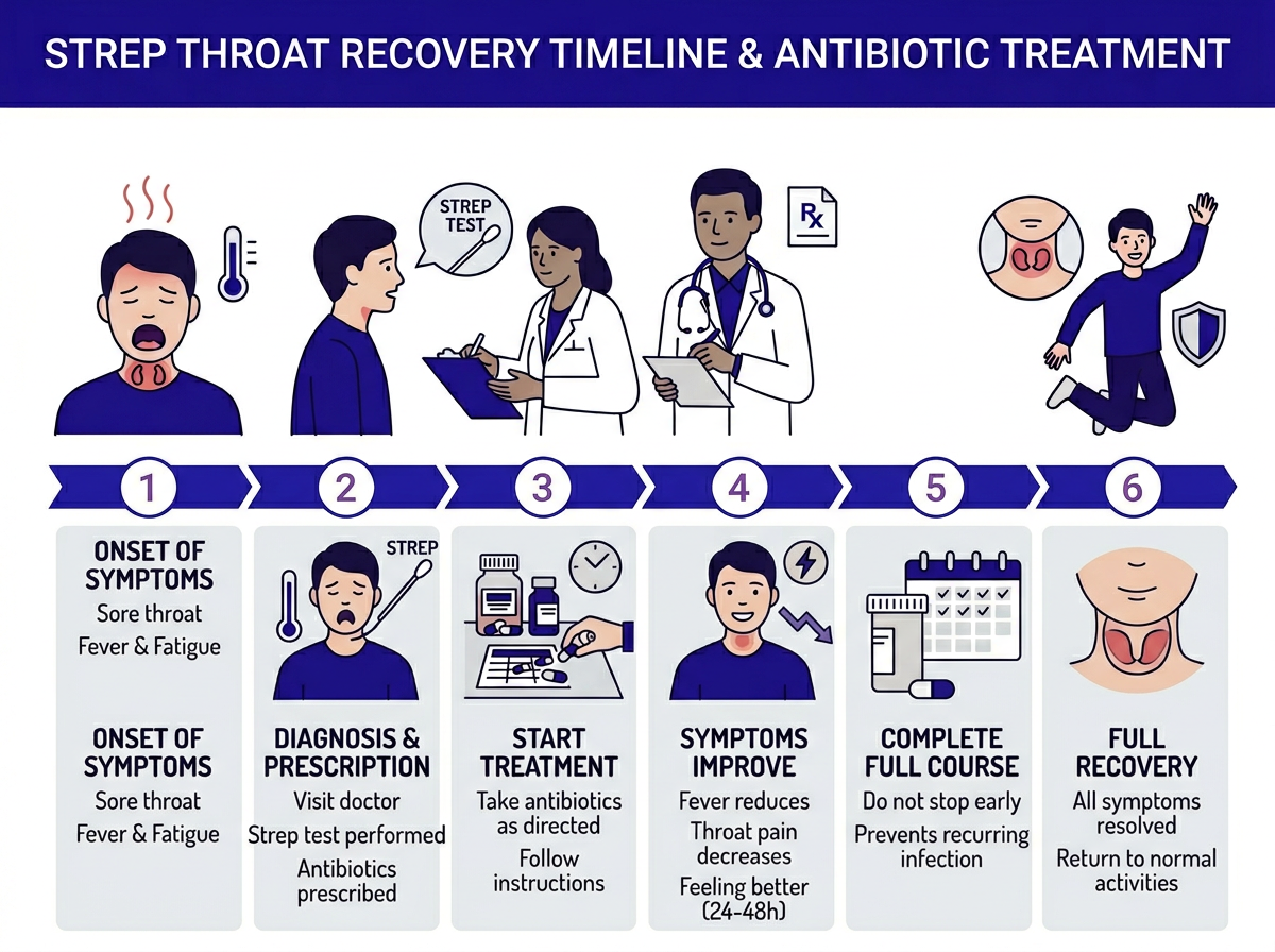 Strep throat contagious period: before and after starting antibiotics timeline
