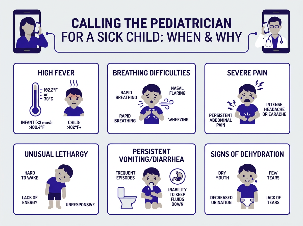 Decision guide: when to call pediatrician vs urgent care vs emergency room for sick child