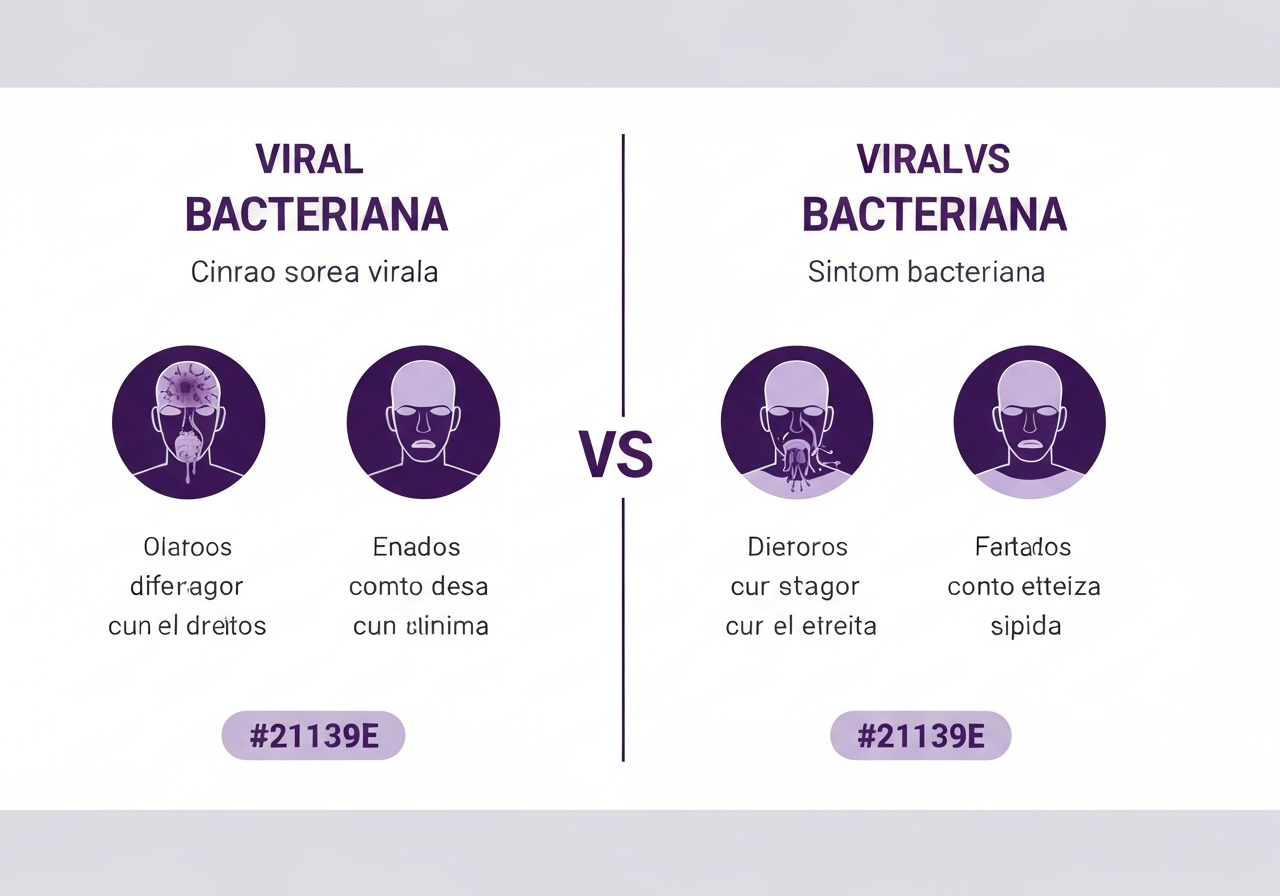 Comparación entre garganta viral y bacteriana, síntomas y tratamiento