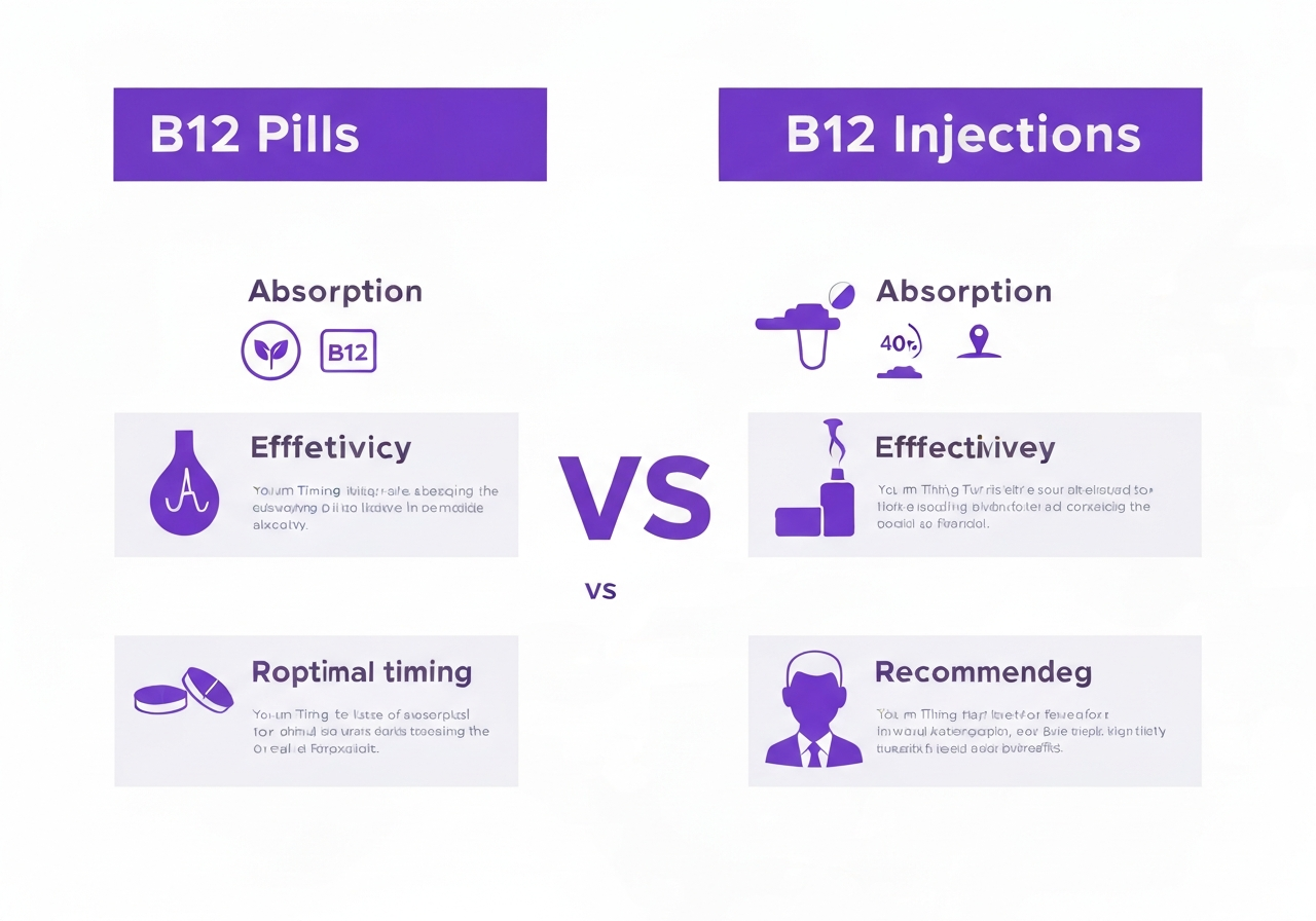Comparación de pastillas de B12 vs inyección de vitamina B12 según el proceso de absorber y efectividad