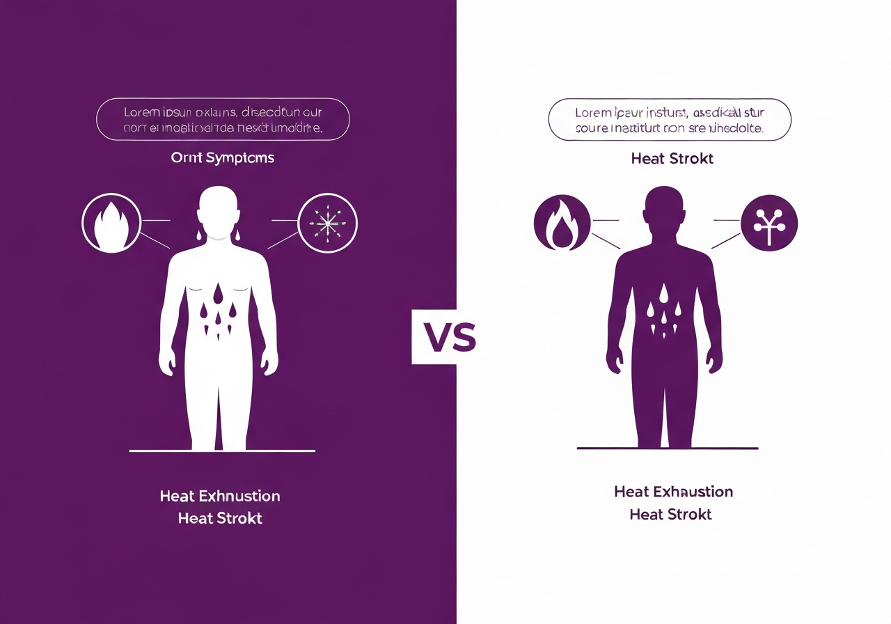 Heat exhaustion vs heat stroke symptoms comparison chart