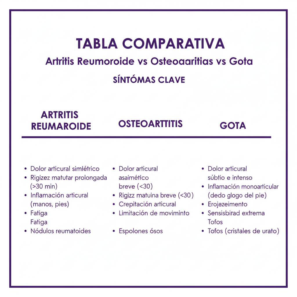 Diferencias entre artritis reumatoide osteoartritis y gota — comparación de síntomas