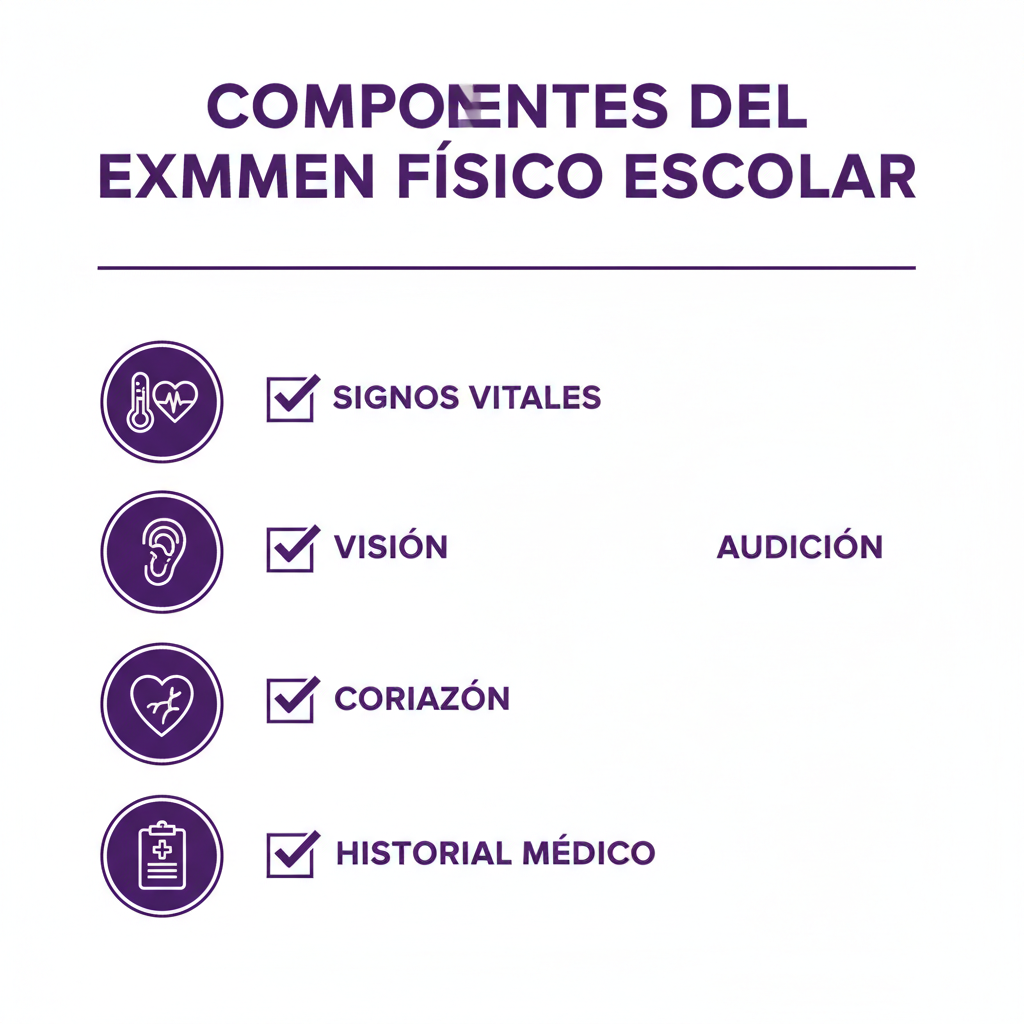 Componentes del examen físico escolar — lista de evaluaciones incluidas en CityHealth