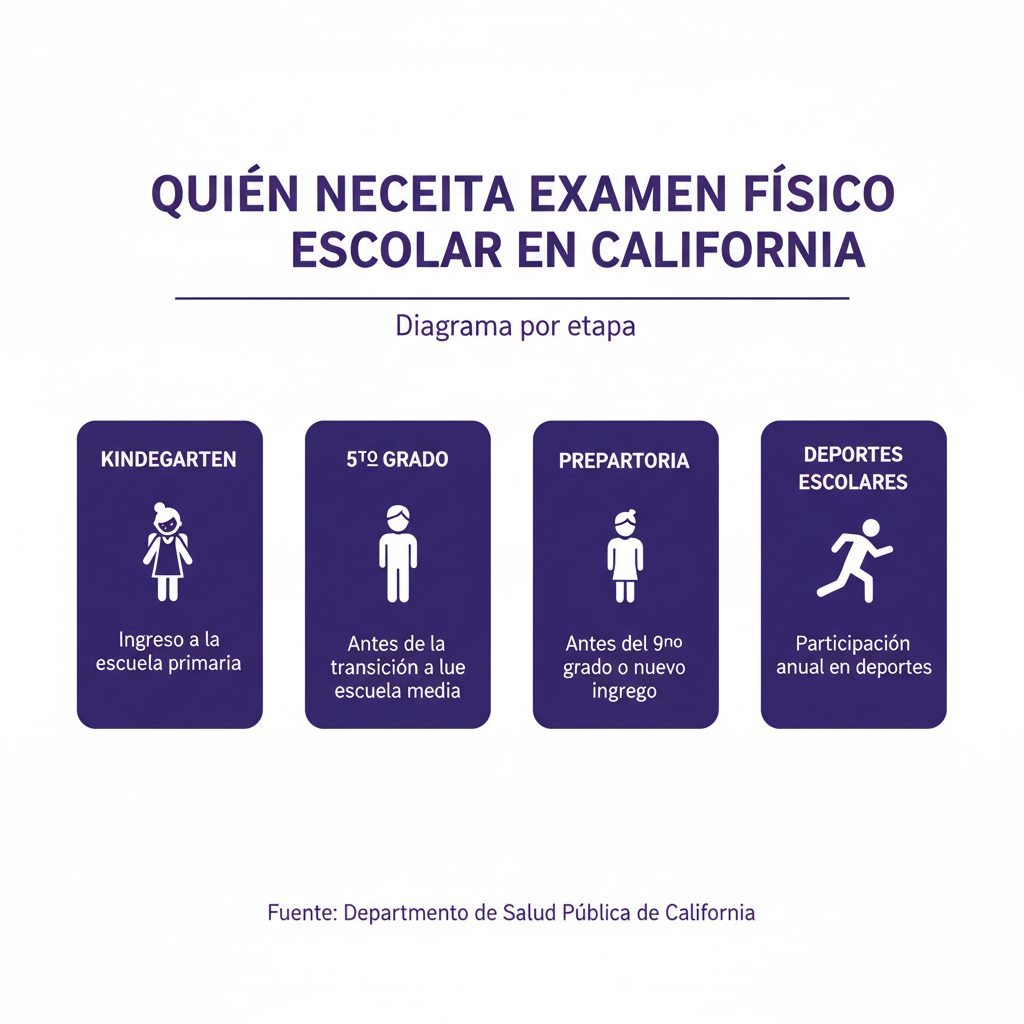 Quién necesita examen físico escolar en California — guía por grado y actividad