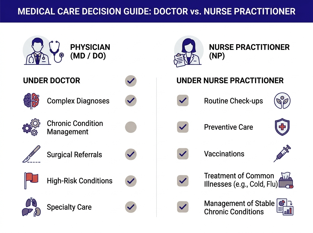 When to see a doctor vs nurse practitioner decision guide for patients