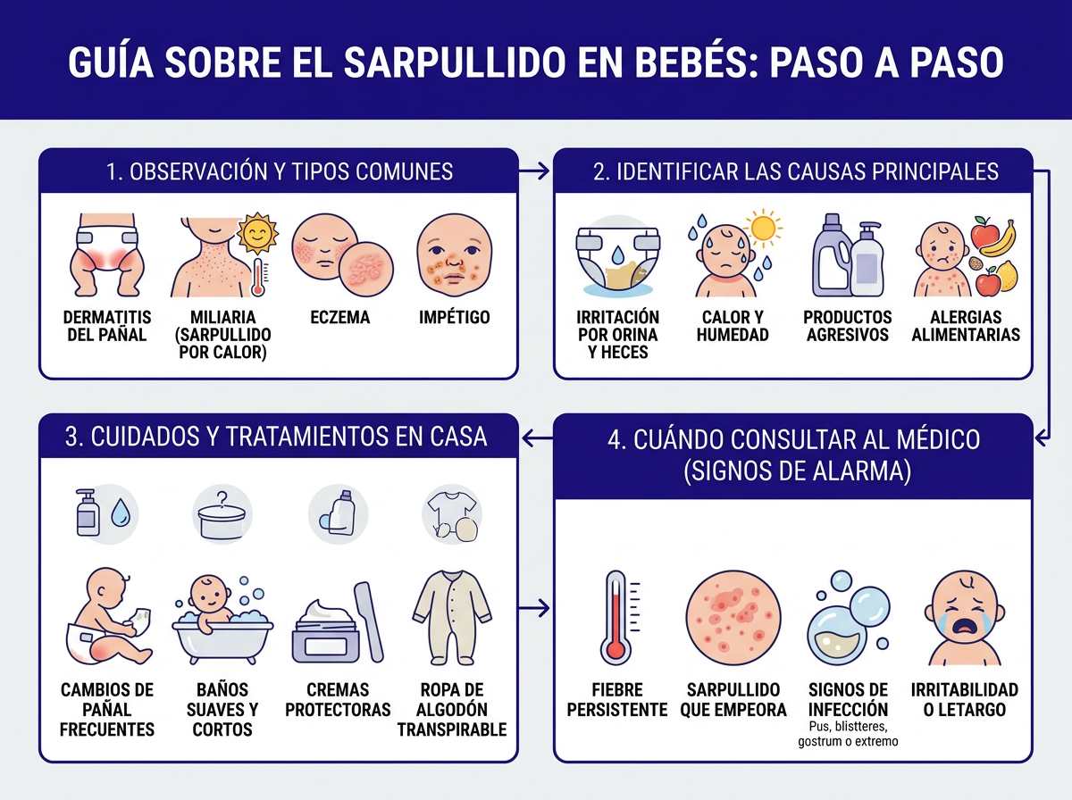 Causas del sarpullido en bebes: calor, alergias, infecciones y fricción