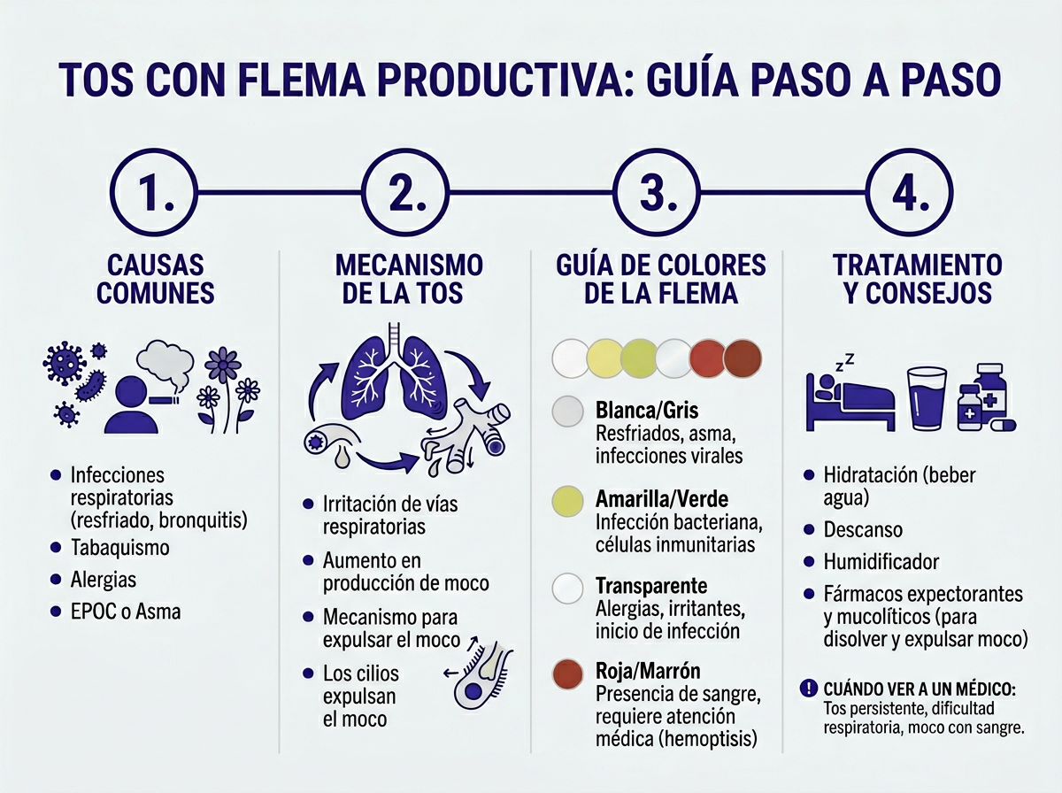 Guía visual del color de la flema y su significado médico