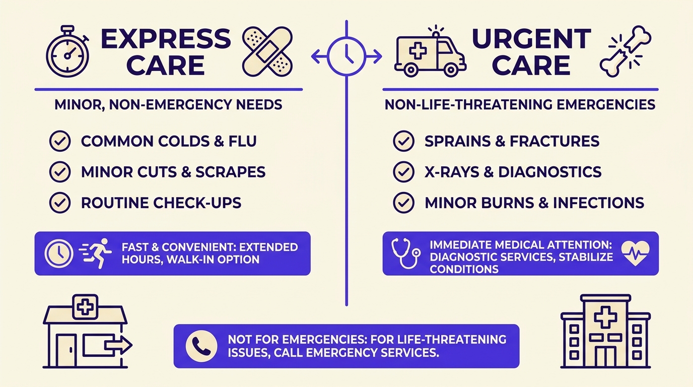 difference between express care and urgent care