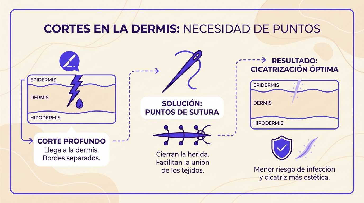 cortes en la dermis necesitan puntos