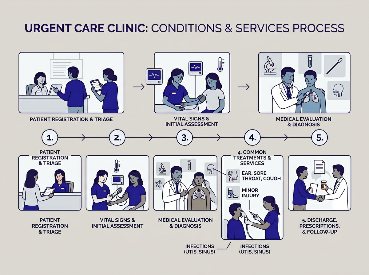 What does urgent care treat - minor injury being examined with X-ray at urgent care