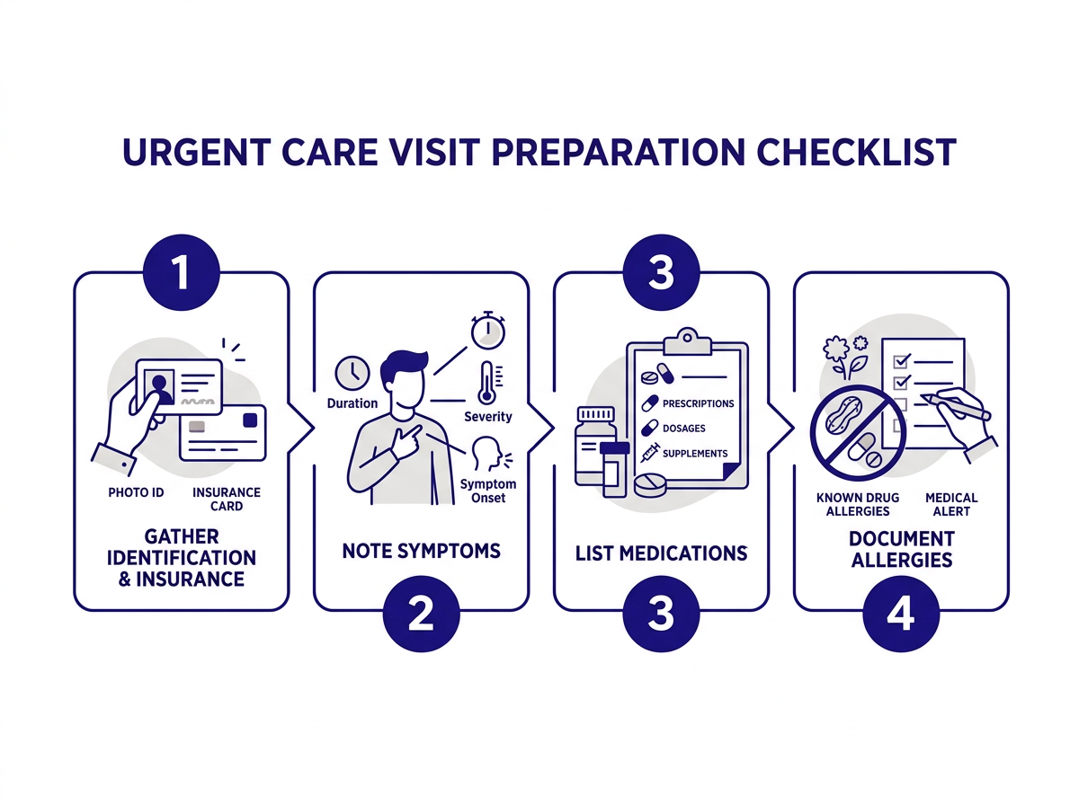 Step-by-step urgent care check-in process from arrival to treatment
