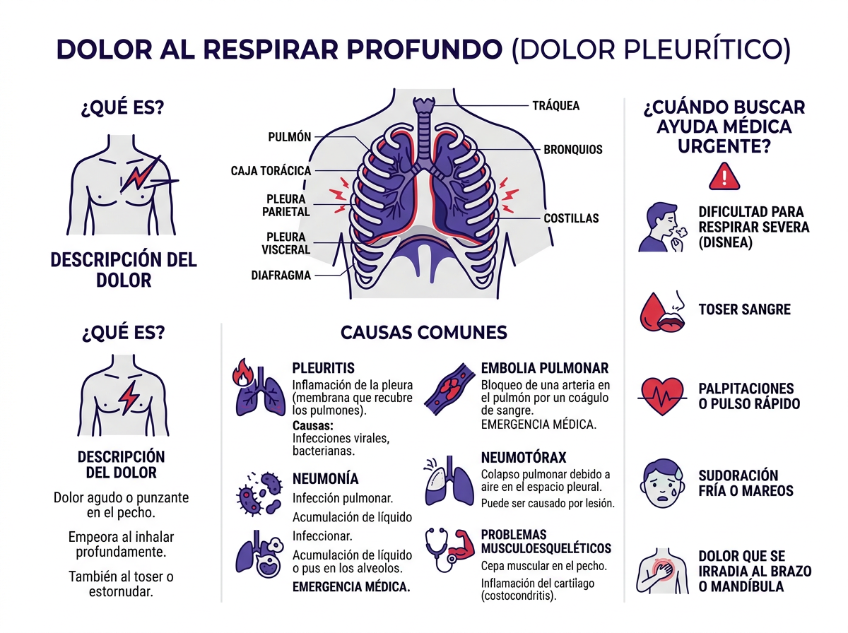 Infografía: dolor al respirar profundo causas y señales de alerta — guía para el doctor