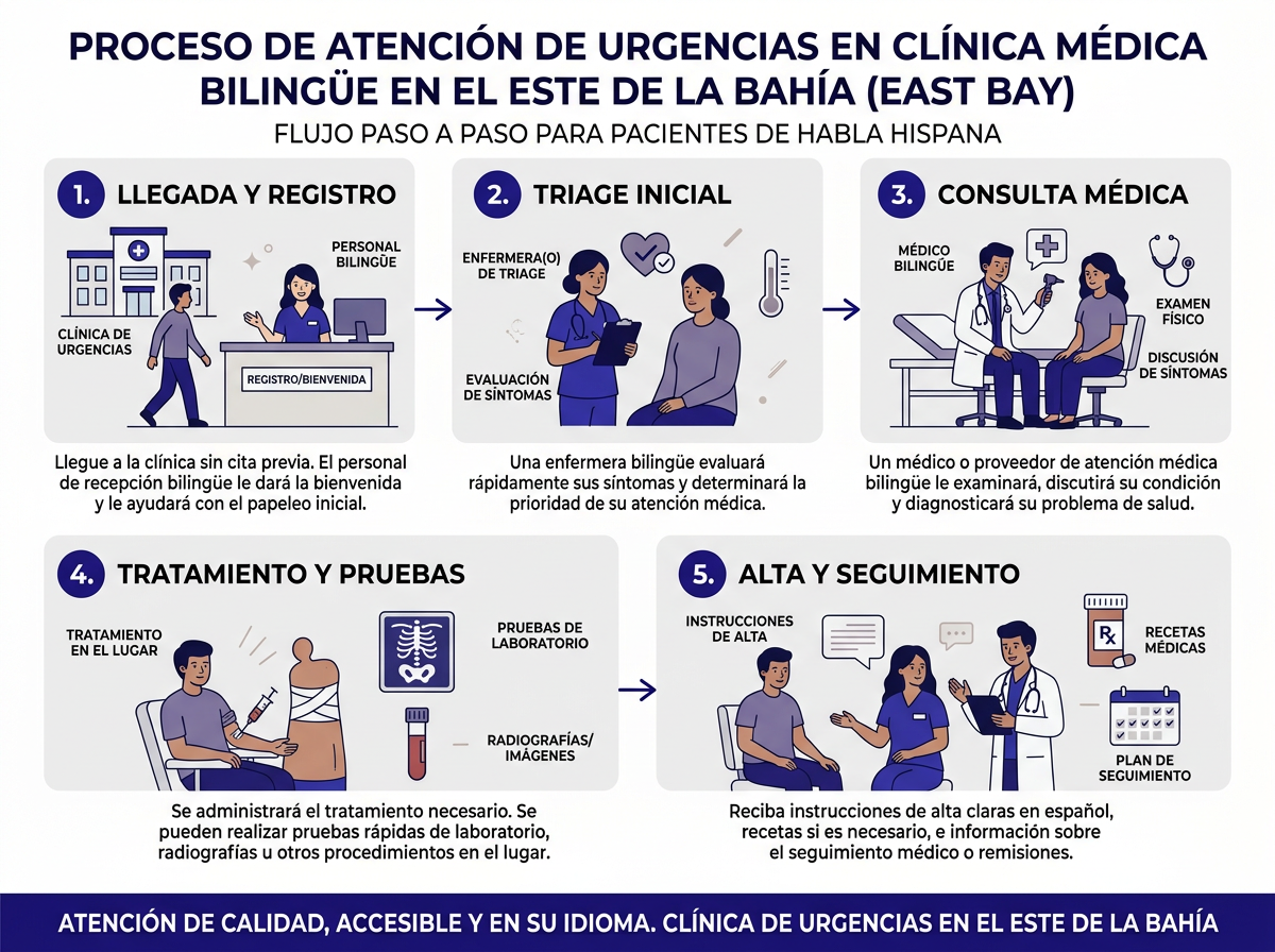 Infografía de servicios de clínica que habla español cerca de mí en San Leandro