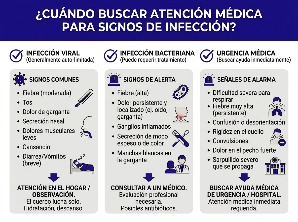 Señales de infección grave que requieren atención médica urgente sin cita previa