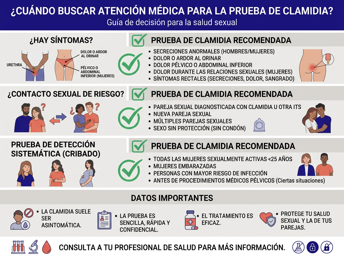 Infografía del proceso de tratamiento de clamidia con antibióticos y pasos a seguir