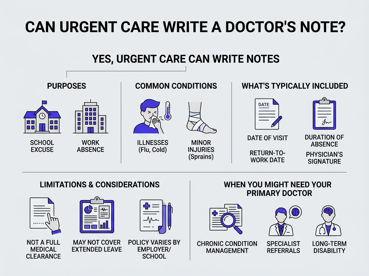 can urgent care write a doctors note work and school note checklist