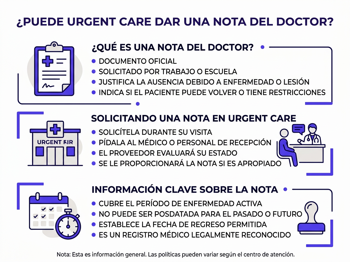 puede urgent care dar una nota del doctor para trabajo o escuela en CityHealth