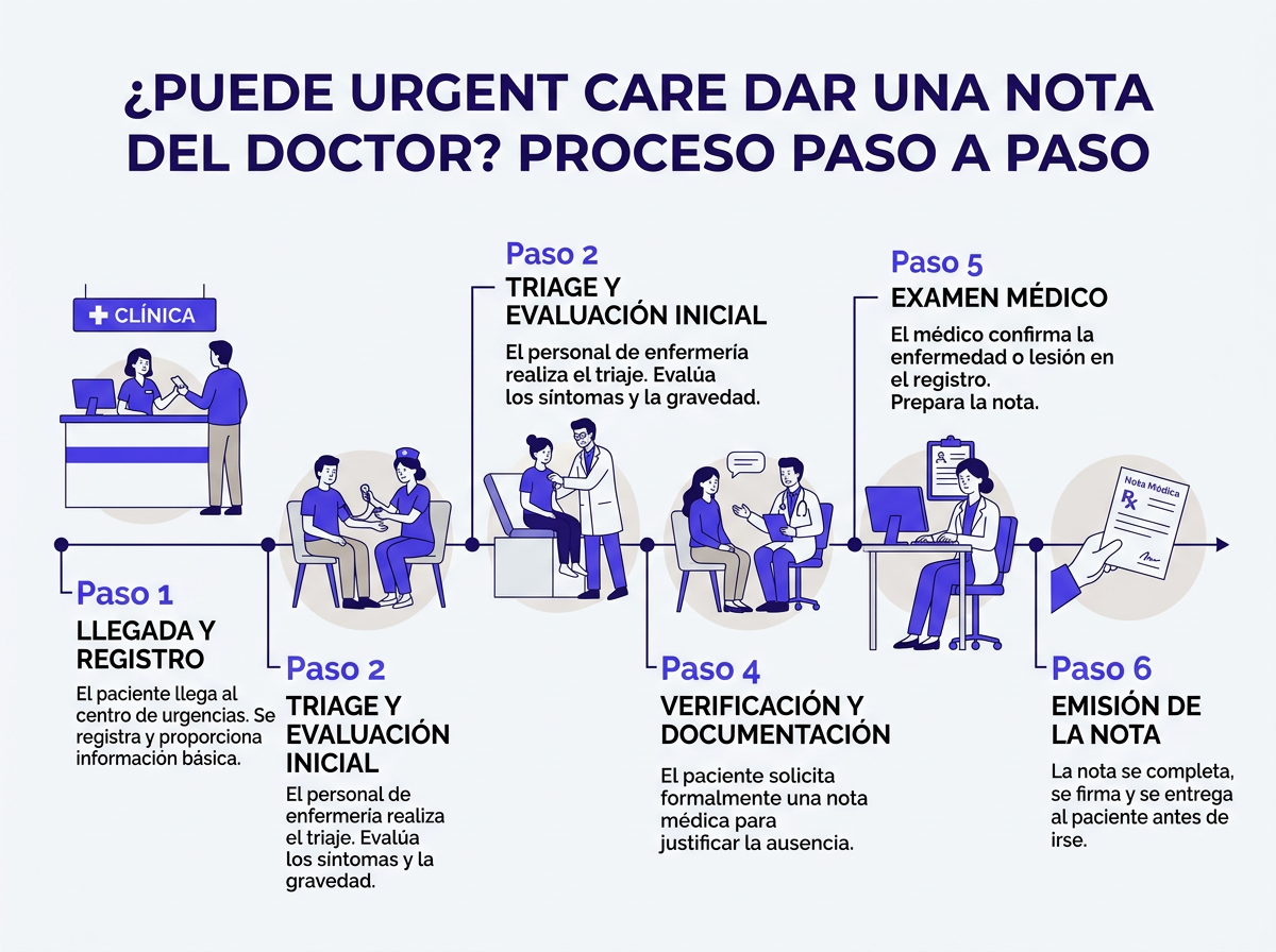 Pasos de urgent care antes de emitir una nota médica