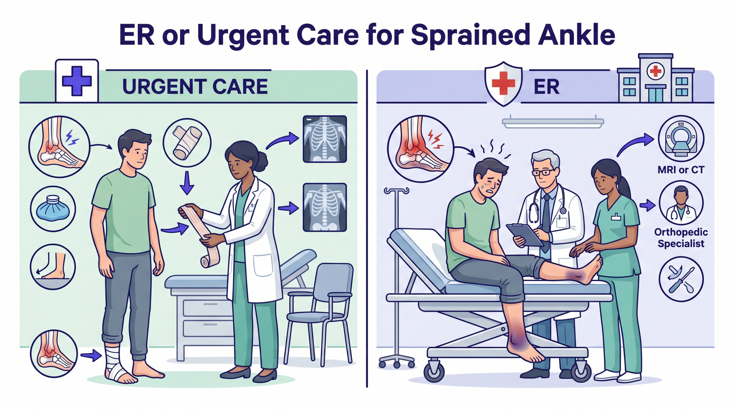 ER or Urgent Care for a Sprained Ankle: Where to Go and What Care Can Start Today