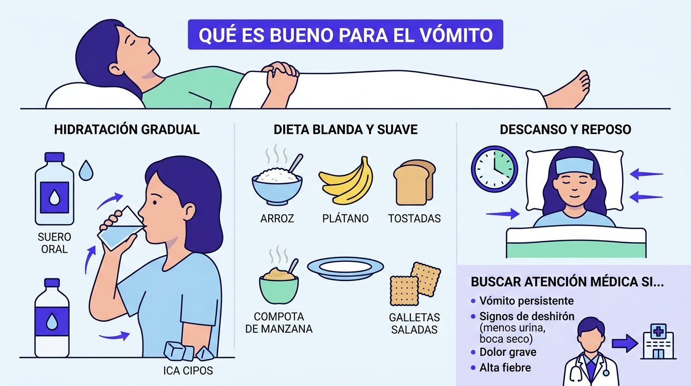 Qué es Bueno para el Vómito: Cómo Rehidratarte y Cuándo Buscar Atención el Mismo Día
