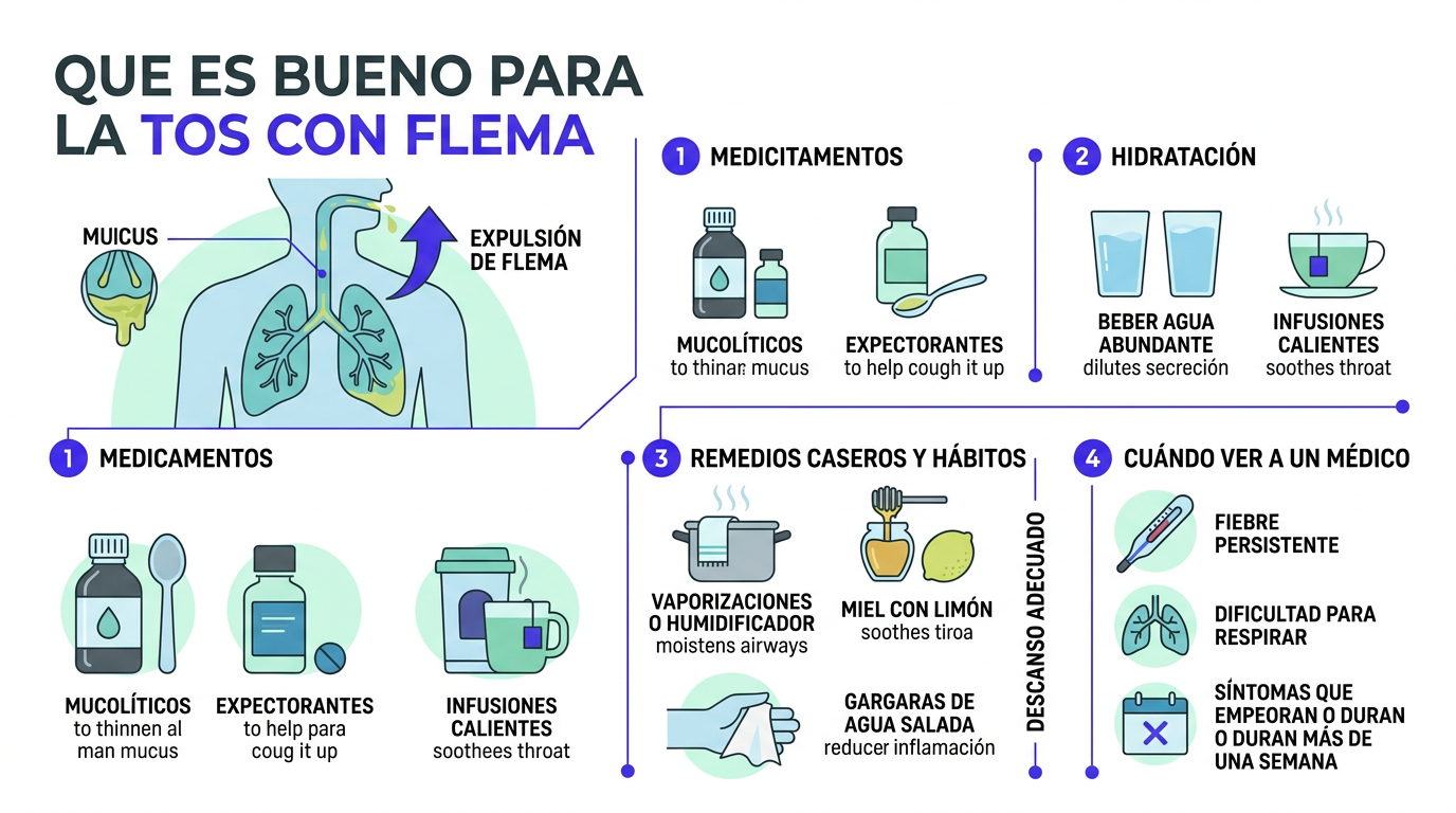 Qué es Bueno para la Tos con Flema: Qué Sí Ayuda y Cuándo Debes Revisarte