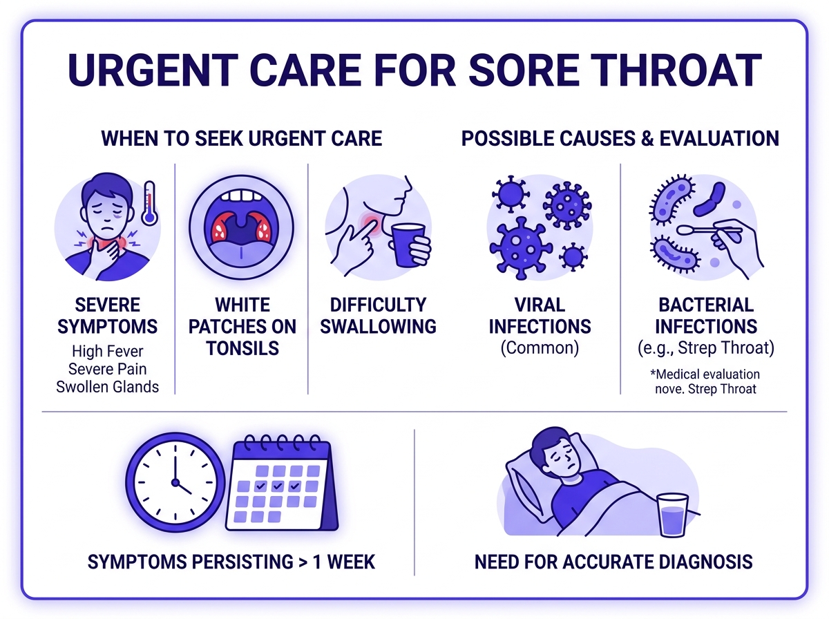 urgent care for sore throat symptom guide