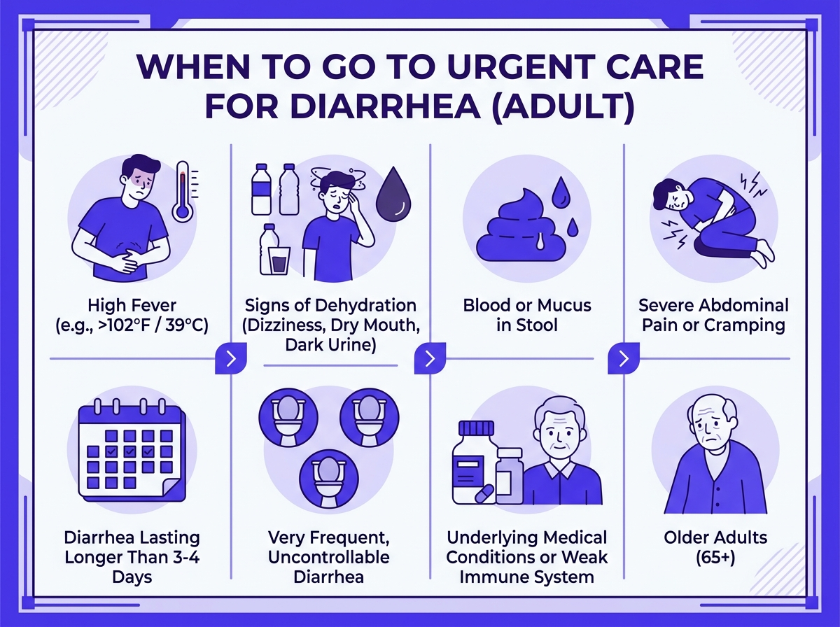 when to go to urgent care for diarrhea adult symptom guide