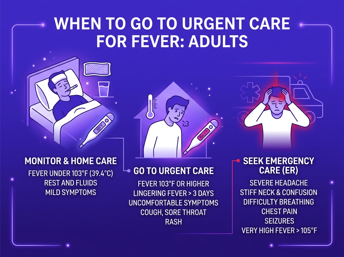 when to go to urgent care for fever adult symptom guide