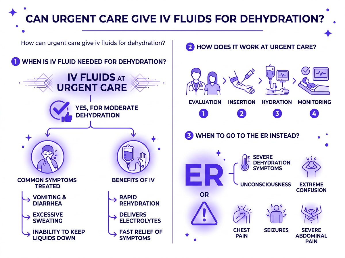 can urgent care give iv fluids for dehydration symptom guide