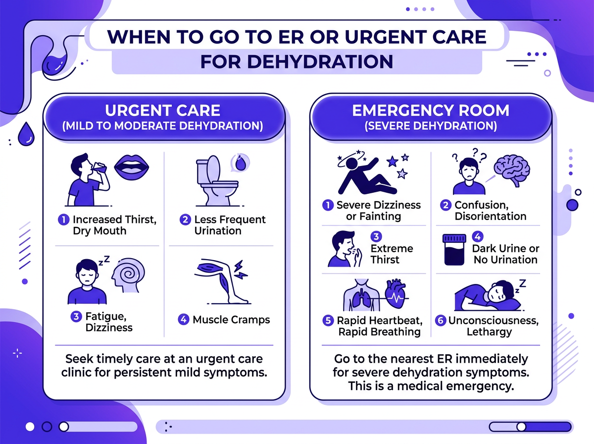 dehydration er or urgent care symptom guide