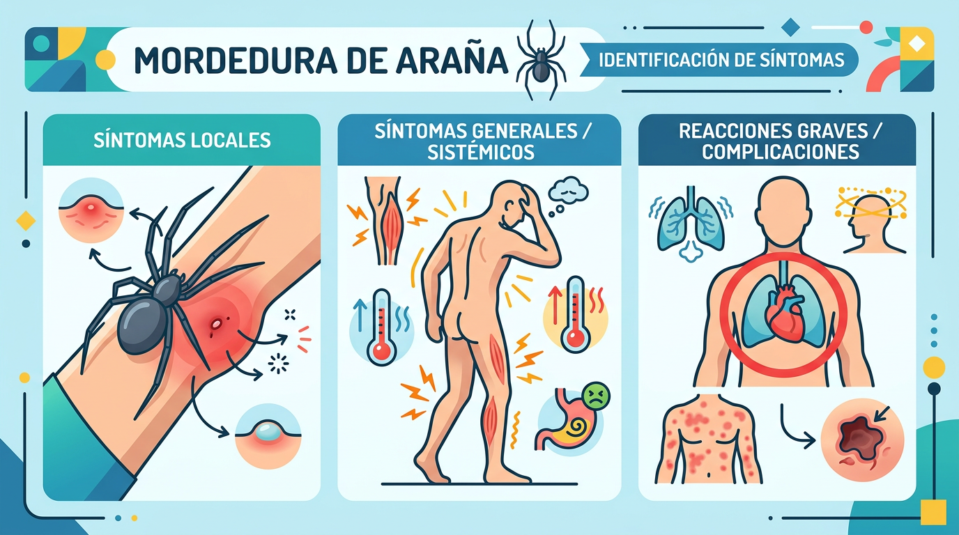mordedura de arana sintomas