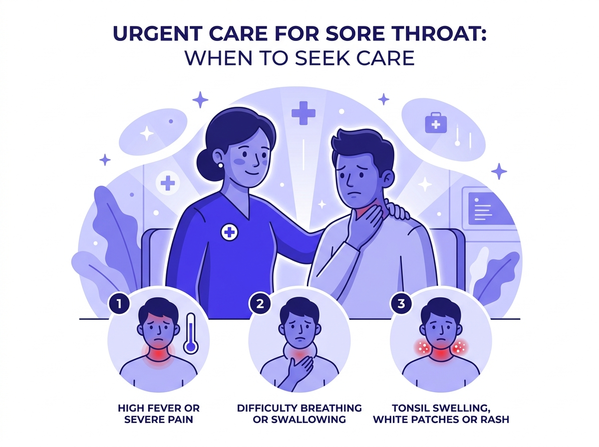 When to seek urgent care for urgent care for sore throat