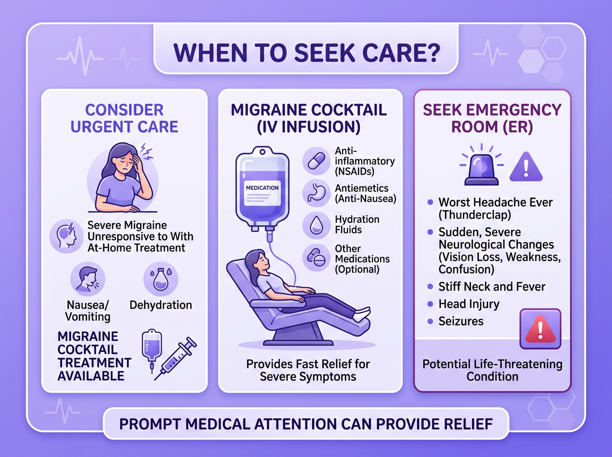 When to seek urgent care for can urgent care give migraine cocktail